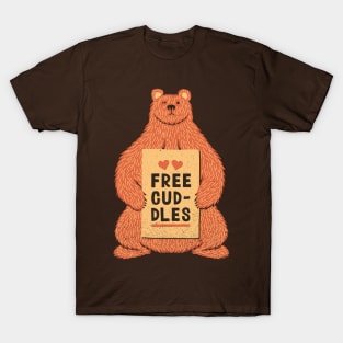 Cute Bear Free Cuddles Orange T-Shirt